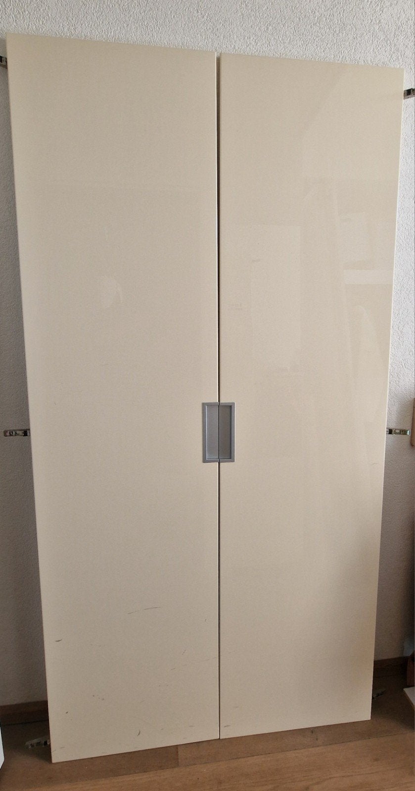 Pax kastdeuren hoogglans 3x crême/grijs 195x50cm, Ophalen, Overige houtsoorten, 50 tot 100 cm, 200 cm of meer
