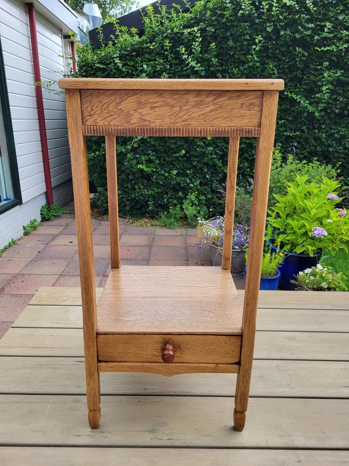 Amsterdamse school tafel plantenstandaard of bijzettafel art, Ophalen, Vierkant, Zo goed als nieuw, 60 cm of meer