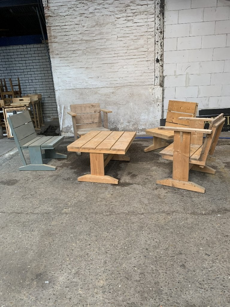 5-delige Steigerhouten Loungeset, Ophalen, 4 zitplaatsen, Gebruikt, Bijzettafel