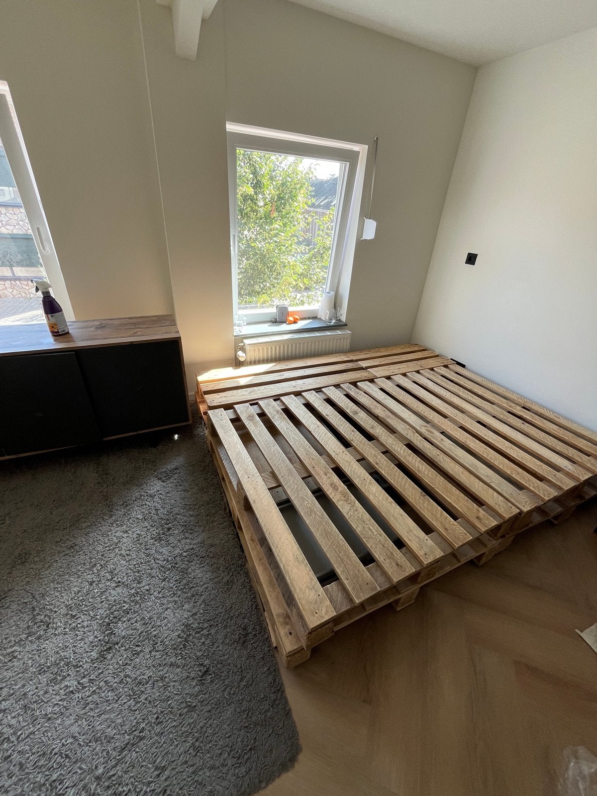 Pallet Bedframe - Bed - Pallets, Ophalen, Gebruikt, Overige kleuren, Tweepersoons