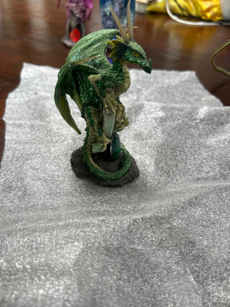 Glitterende Groene Draak Beeldje met Edelsteen, Ophalen of Verzenden, Zo goed als nieuw, Fantasy