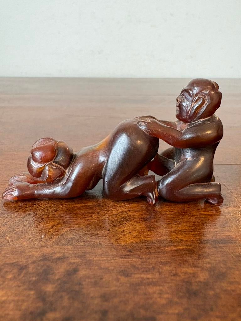 Netsuke shunga erotisch vrouw man naakt japan, Verzamelen, Beelden en Beeldjes, Ophalen of Verzenden, Gebruikt, Mens