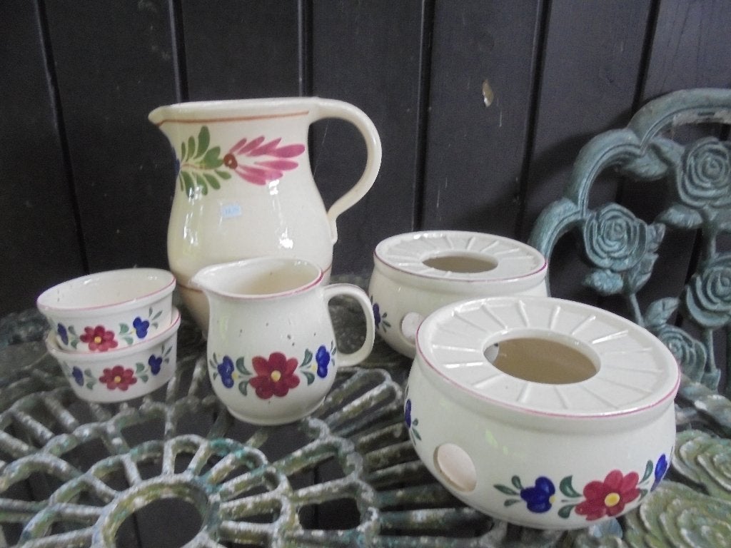 Brabants bont / Boerenbont / Bouquet rood/blauw/groen decor, Antiek en Kunst, Antiek | Servies los, Ophalen of Verzenden