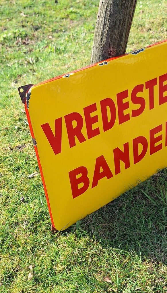 Mooi emaille reclamebord van Vredestein banden., Reclamebord, Gebruikt, ., Ophalen of Verzenden