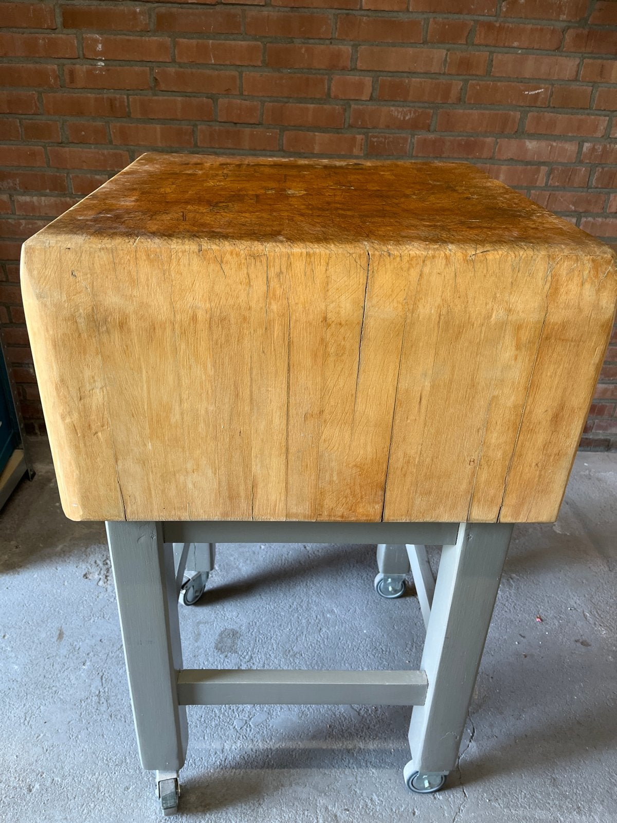 Robuust Slagersblok op Wielen - Vintage Houten Werkbank, Ophalen