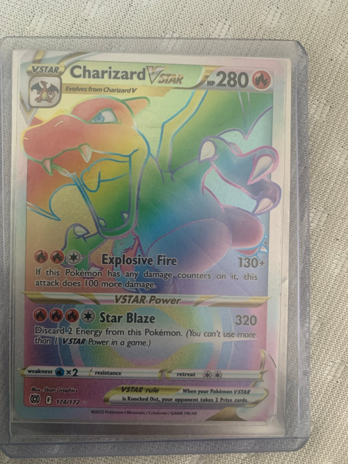 Pokémon Kaart Charizard VSTAR Rainbow Rare 174/172, Ophalen of Verzenden, Zo goed als nieuw, Losse kaart, Foil