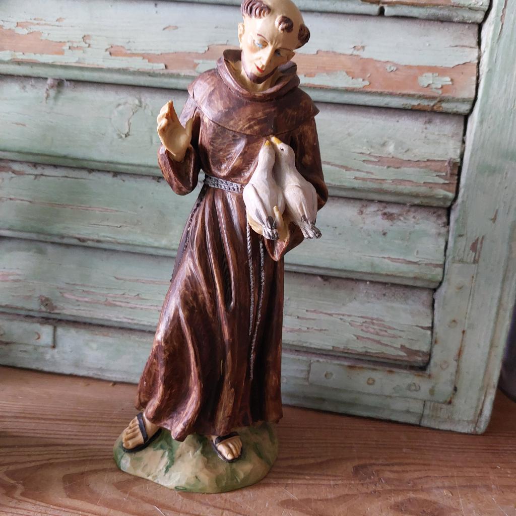 Vintage Italiaans kunststof beeld van de Heilige Franciscus, Ophalen of Verzenden