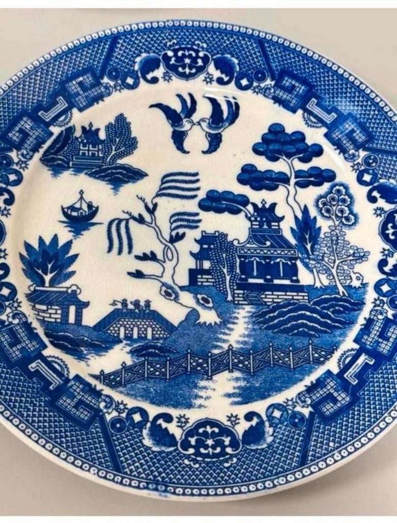 2X antiek Bord 1940 Blue Willow Japan Japans japanese borden, Ophalen of Verzenden