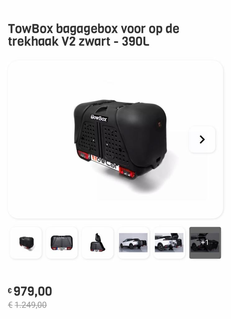 Towbox V2 trekhaakkoffer 390L - 1 jaar gebruikt, Auto diversen, Ophalen, Zo goed als nieuw