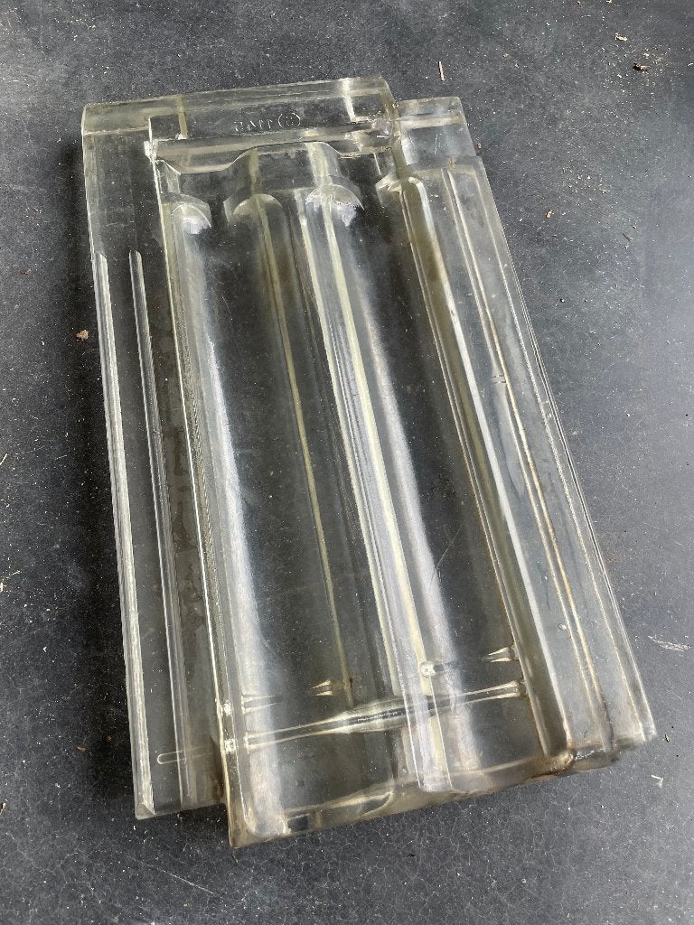 3 stuks glazen dakpan 'Vlakke Mulden', Doe-het-zelf en Verbouw, Overige materialen, Gebruikt, Overige kleuren, Ophalen of Verzenden