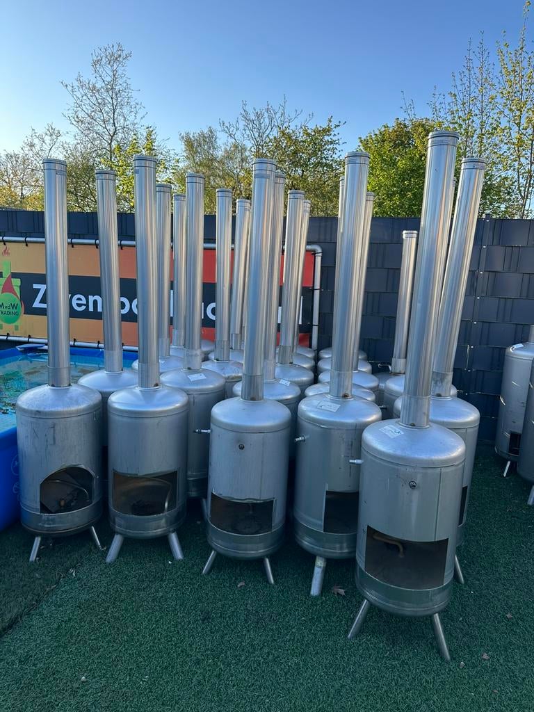 Houtgestookte RVS zwembadkachel –tot 12.000L zwembad, Tuin en Terras, Ophalen of Verzenden, Zo goed als nieuw, Verwarming