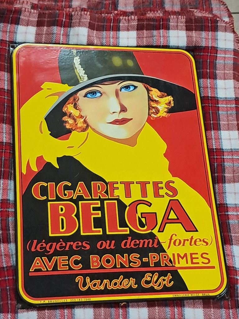 Prachtig vintage emaille reclamebord  BELGA  (Repro)., Ophalen of Verzenden, Zo goed als nieuw, Reclamebord