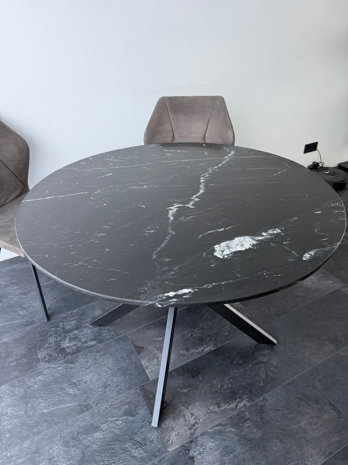 Ronde Eettafel Zwart Marmer 110 cm, Ophalen, Overige materialen, 100 tot 150 cm, Rond