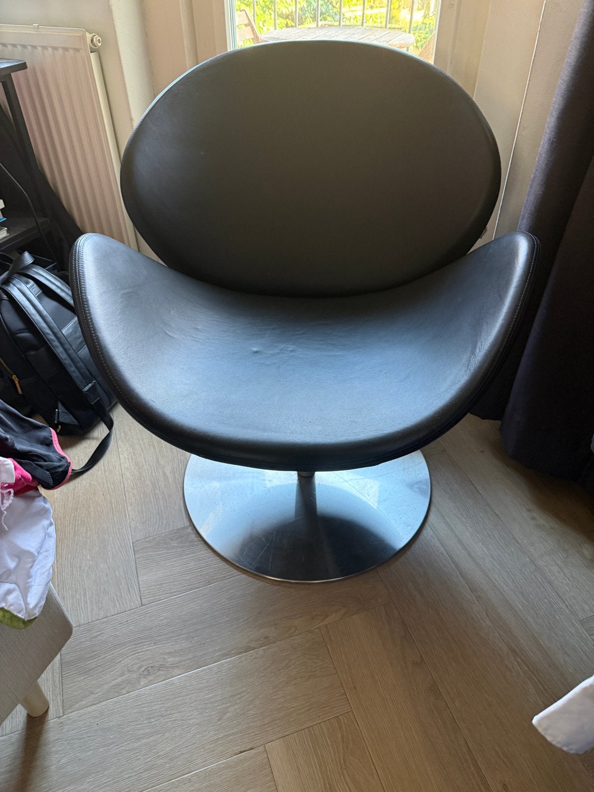 BoConcept fauteuil, zwart leer, Huis en Inrichting, Stoelen, Ophalen, Gebruikt, Zwart, Leer