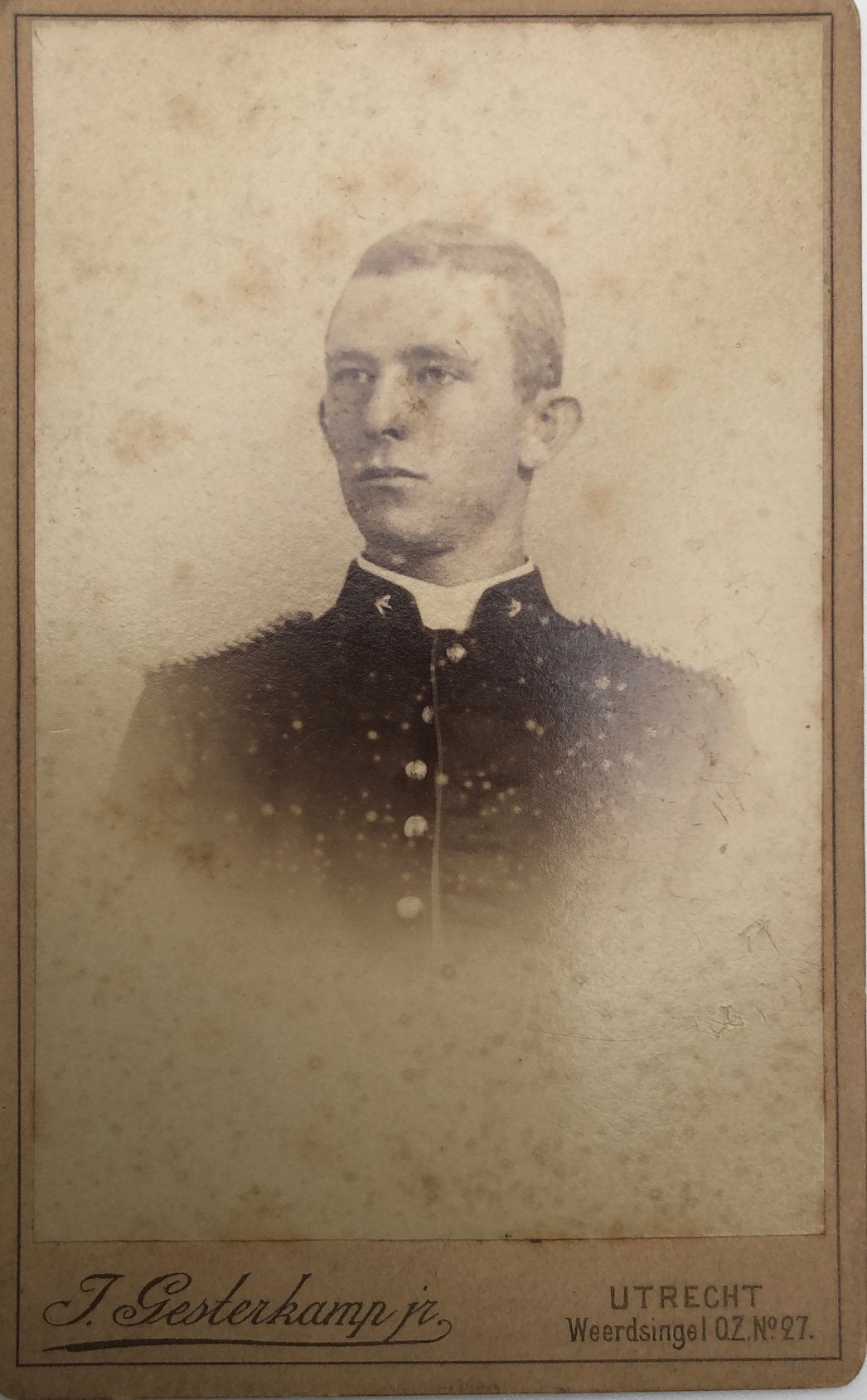 Carte de viste KNIL officier 1892, Verzamelen, Ophalen of Verzenden, Voor 1940, Gebruikt, Overige onderwerpen