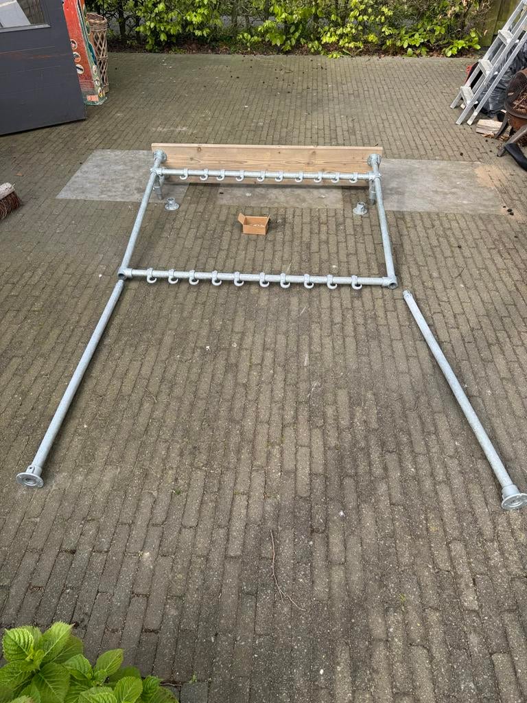 Stevige industriële kapstok van metaal en hout, Huis en Inrichting, Woonaccessoires | Kapstokken, Gebruikt, Minder dan 100 cm