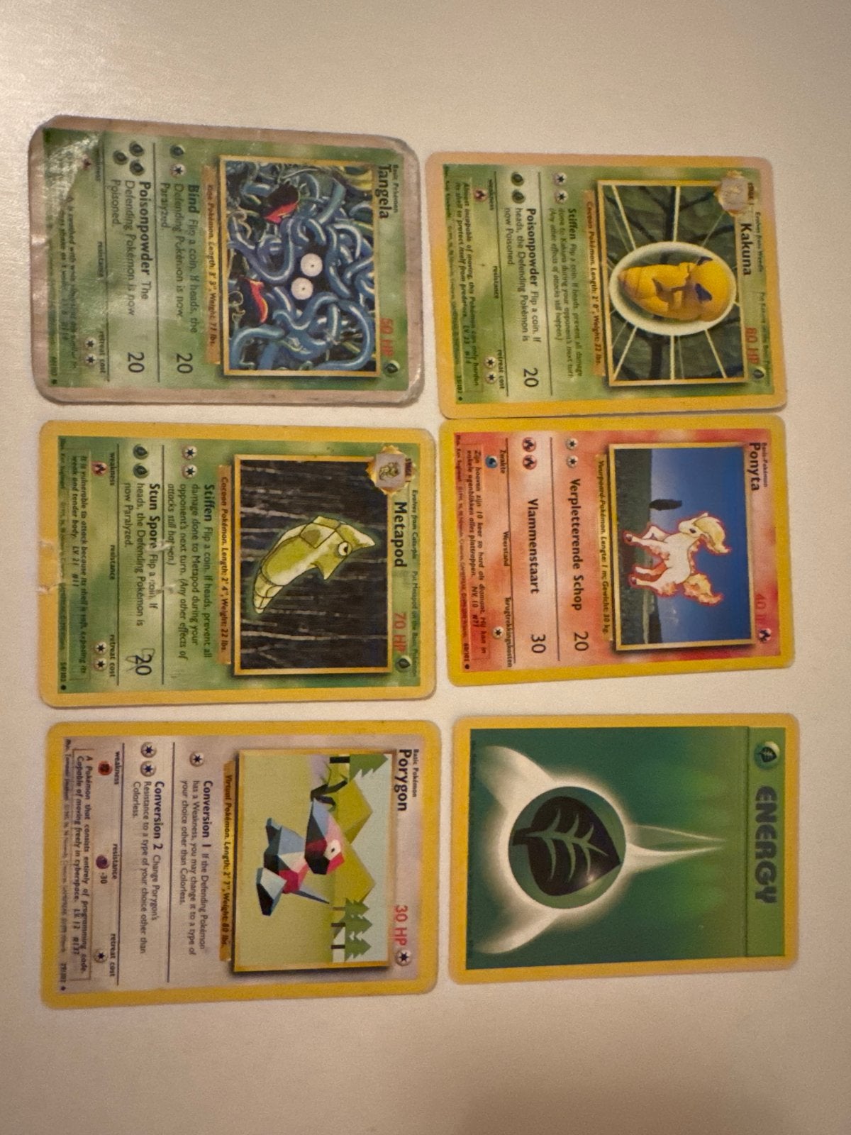 Pokémon Kaarten Set - Tangela, Kakuna, Ponyta, Metapod, Pory, Ophalen of Verzenden, Gebruikt, Meerdere kaarten