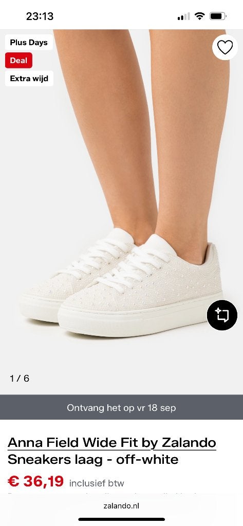 Anna Field schoenen/sneakers extra wijd wit parels maat 36, Ophalen, Wit, Sneakers of Gympen, Zo goed als nieuw