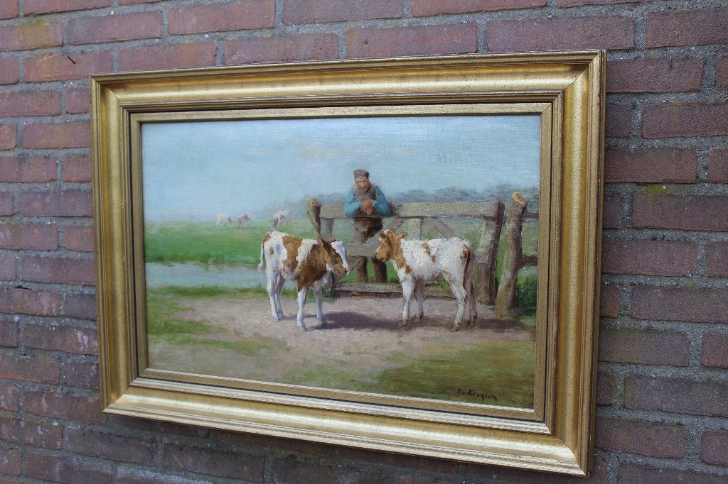 FEDOR VAN KREGTEN , 1871-1931 ZOMERS., Antiek en Kunst, Kunst | Schilderijen | Klassiek, Doek, Impressionistisch, Ophalen of Verzenden