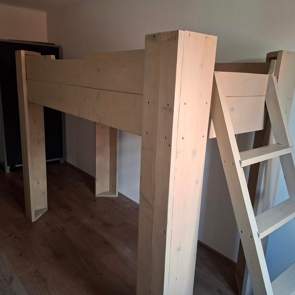 Steigerhout hoogslaper, Huis en Inrichting, Ophalen, Hoogslaper, Eenpersoons, 210 cm