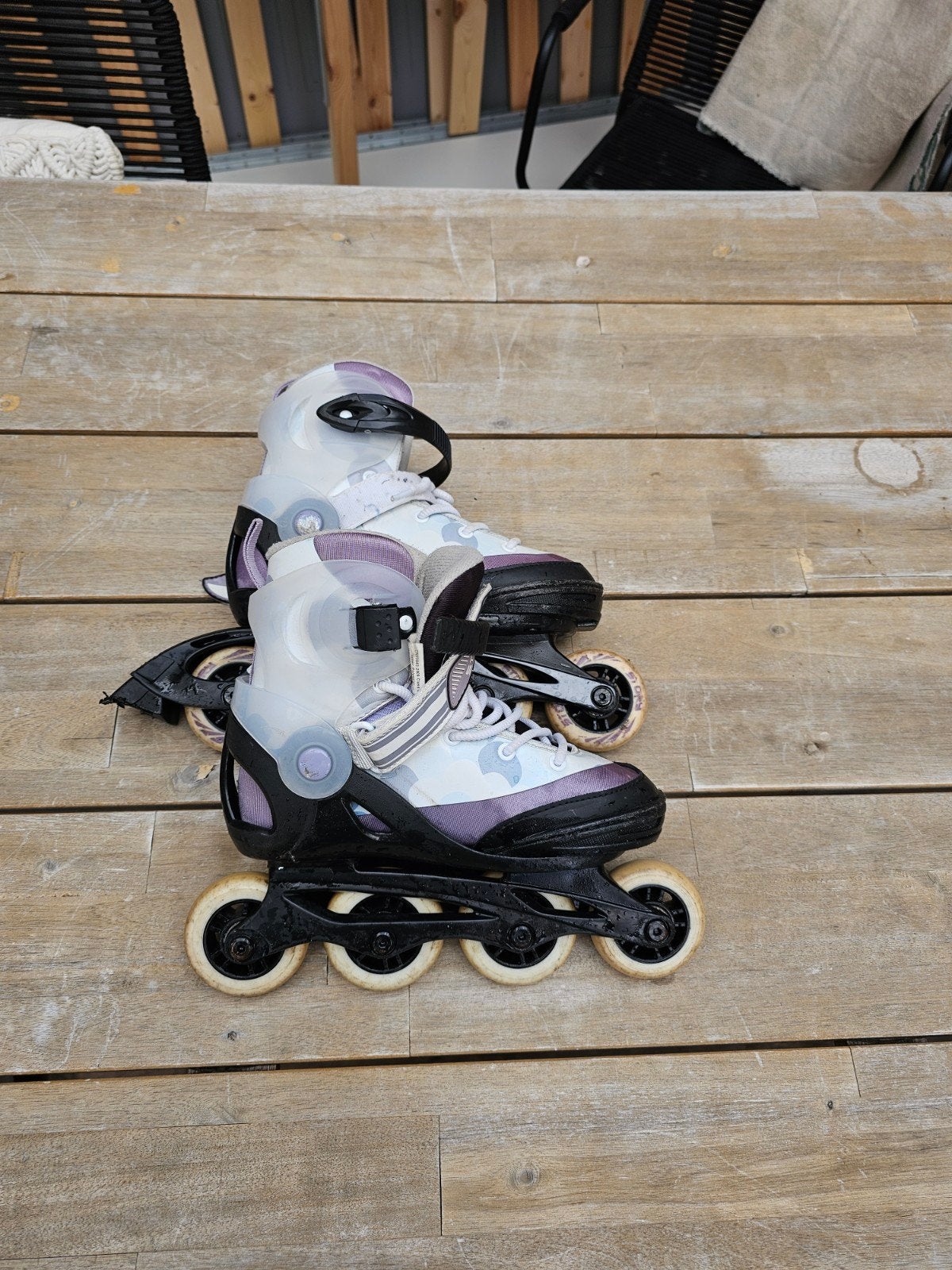 Inline skates dames Story - Maat 32 tot 35 - Wit/Paars, Overige merken, Gebruikt, Ophalen of Verzenden, Inline skates 4 wielen