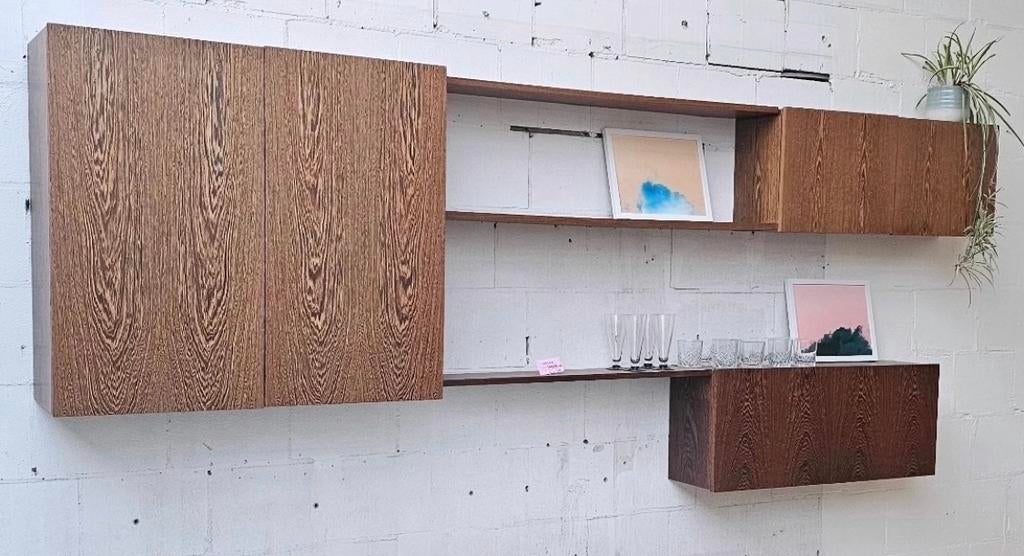 Houten modulaire wandkast systeem, Banz bord met drie kasten, Ophalen, Gebruikt