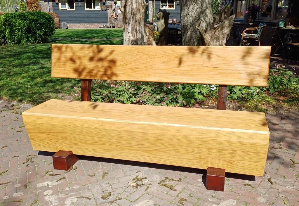 Eiken boomstam, tuin bank lengte 1.8 mtr., Ophalen, Nieuw, Rechthoekig, Hout