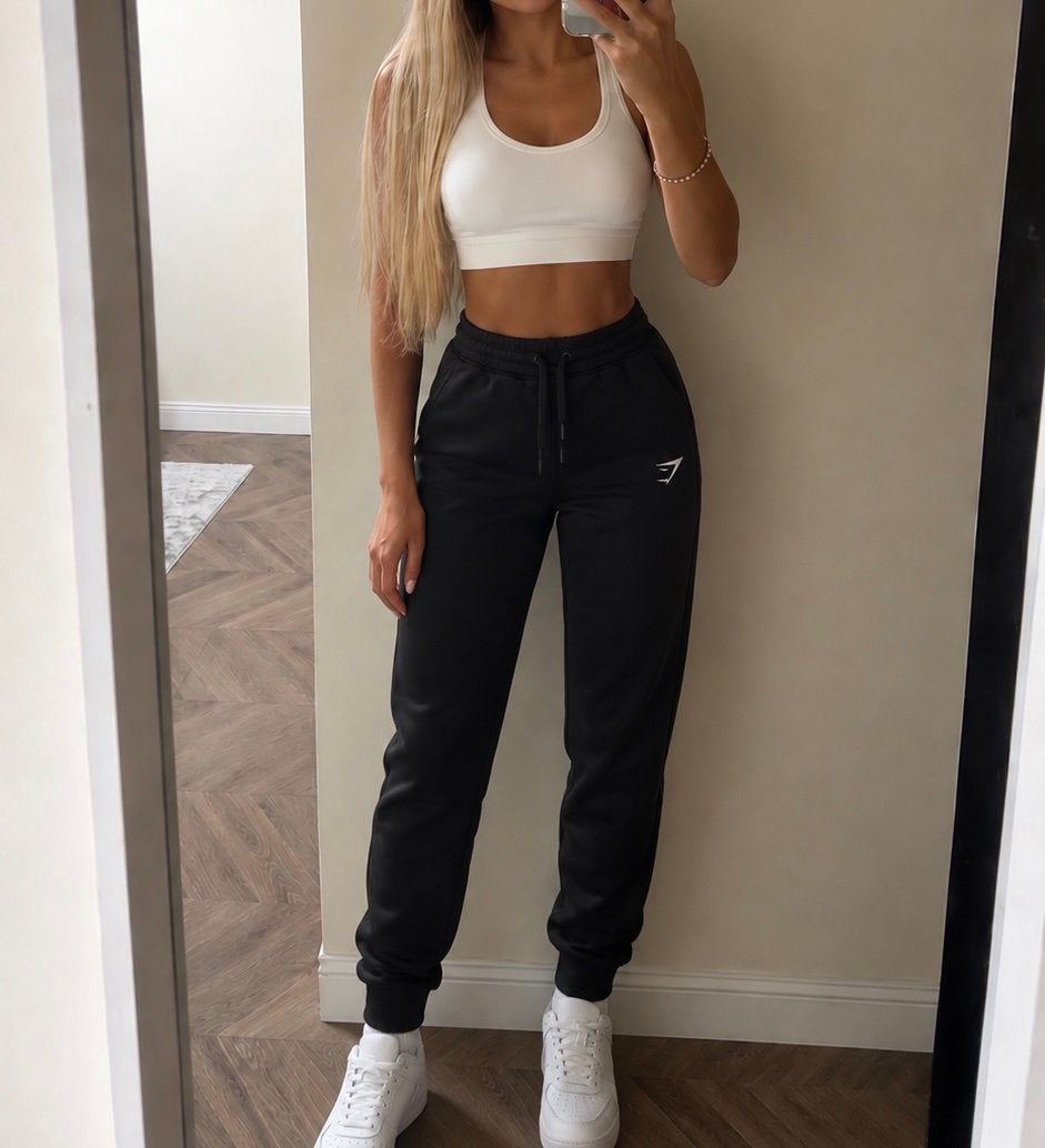 Gymshark Crest Tall Joggers zwart, Kleding | Dames, Verzenden, Zwart, Maat 34 (XS) of kleiner, Fitness of Aerobics