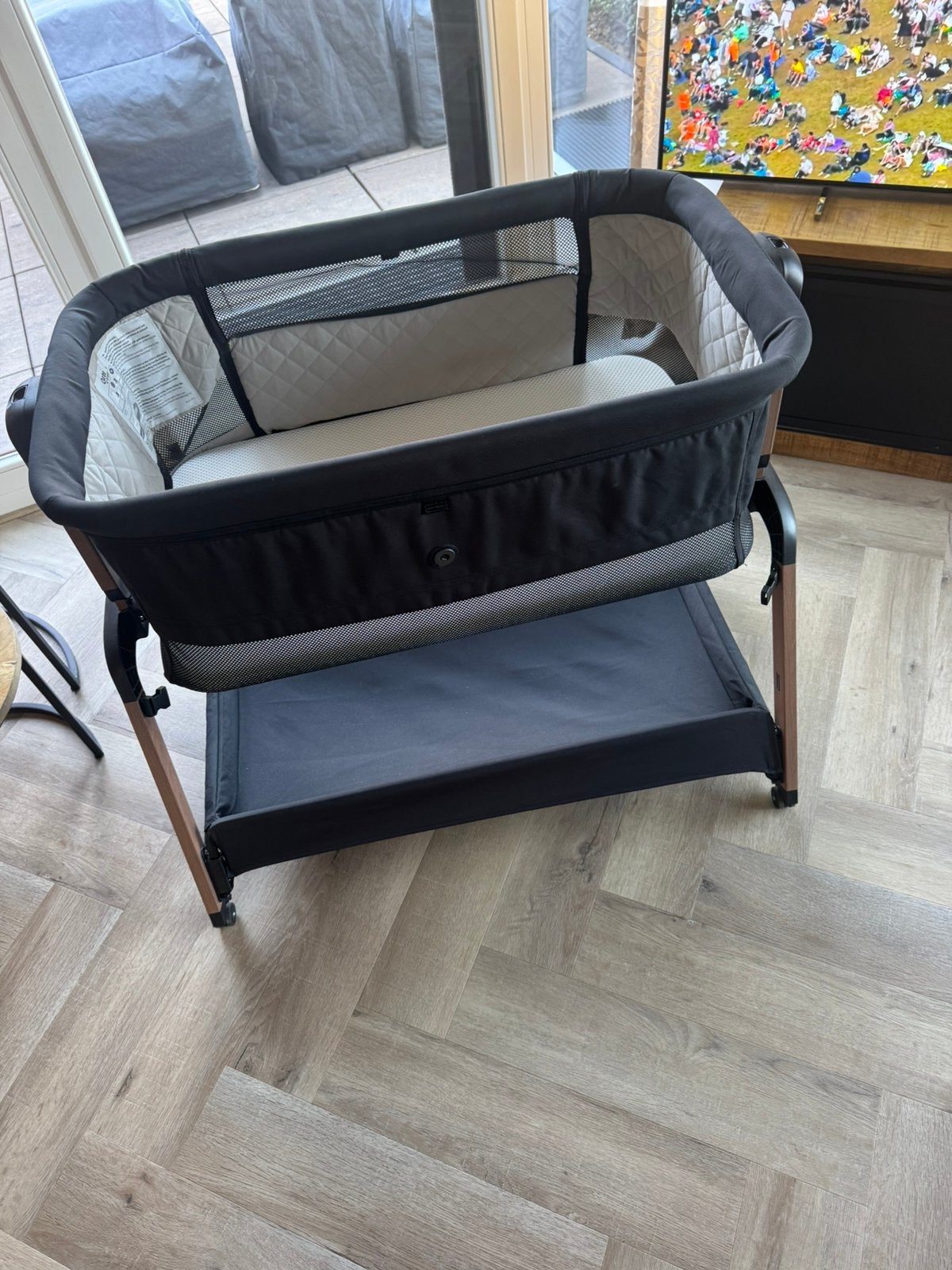 Qute Q-Breez Plus Woody co-sleeper, Ophalen, Zo goed als nieuw, Wieg