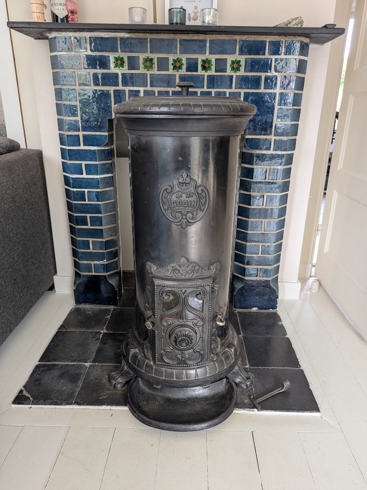 Antieke Godin Kolen en houtkachel - Klassieke Warmtebron, Gebruikt, Overige brandstoffen, Houtkachel, Ophalen of Verzenden