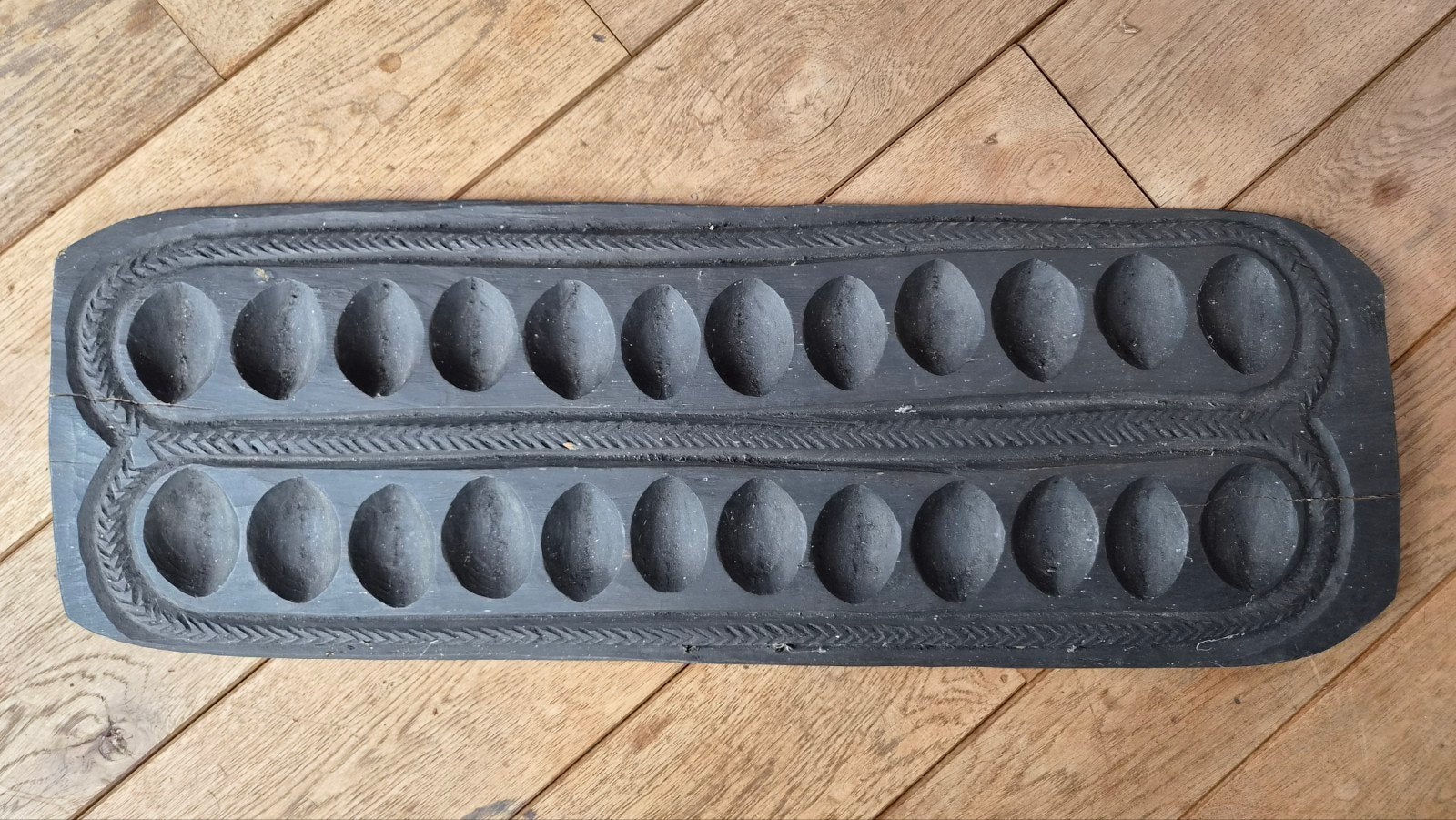 Vintage Mancala Spel - Handgesneden Houten Bordspel, Ophalen of Verzenden