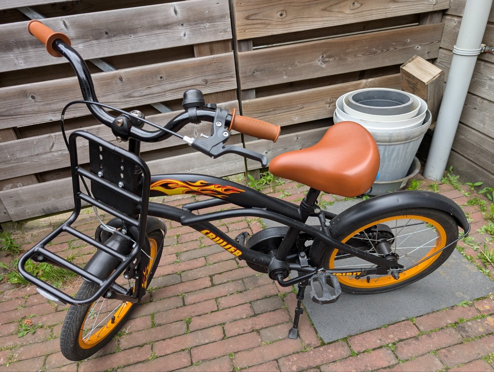Spirit cruiser Stoere zwarte kinderfiets 16 inch, Ophalen, Minder dan 16 inch