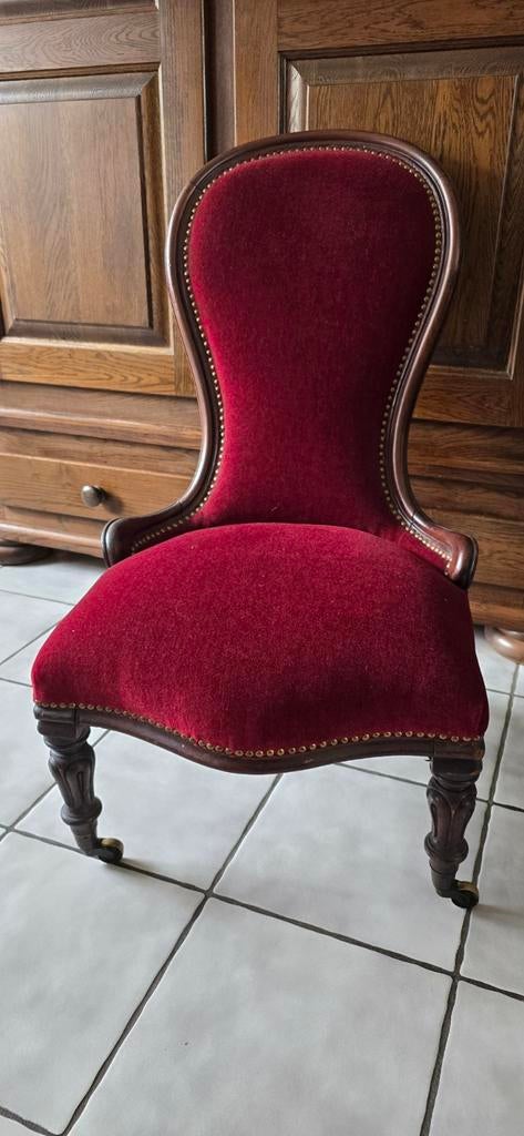 Antieke Biedermeier stoel - bordeau rood fluweel, Ophalen
