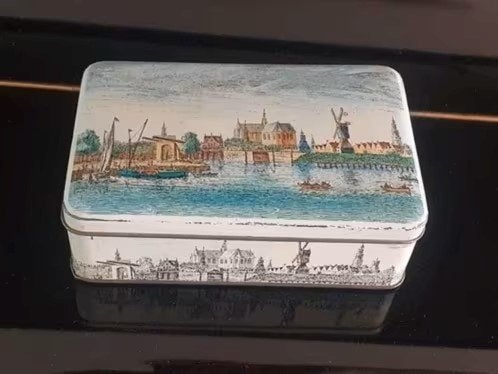 Koekjesblik Alkmaar   oude gravure van Rademaker Verkade, Ophalen, Gebruikt, Overige