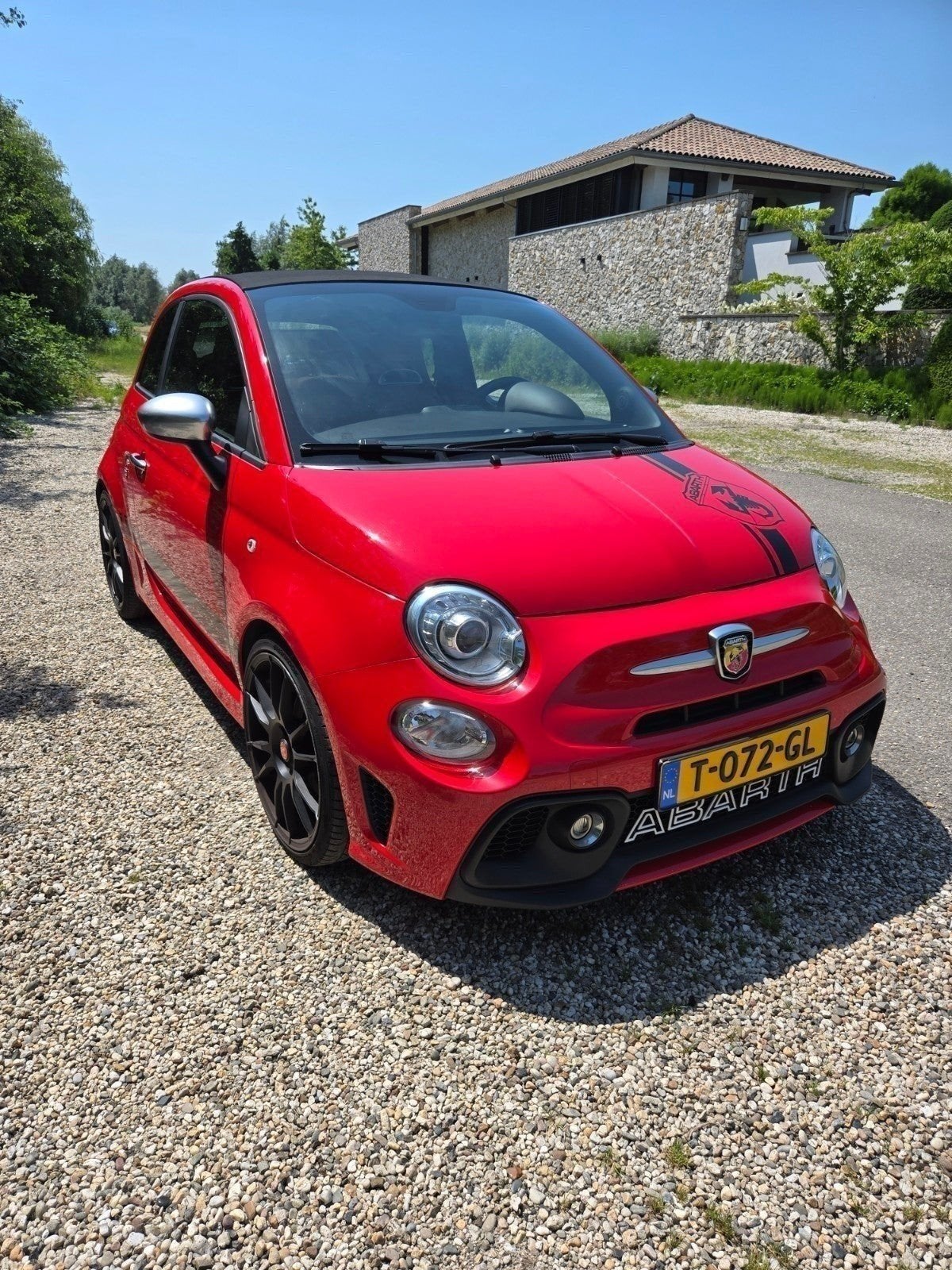 abarth 595 1.4 T-Jet 121KW Abarth  Rosso Rood, Voorwielaandrijving, 4 cilinders, Leder, Bruin