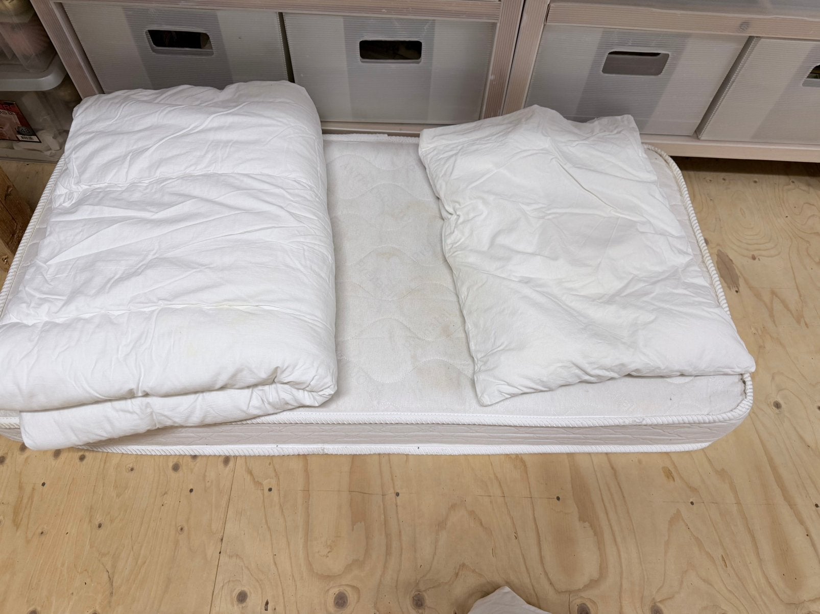 Ledikant matrasje met dekbedje en kussen, Ophalen, Gebruikt, 190 cm of minder, Matras