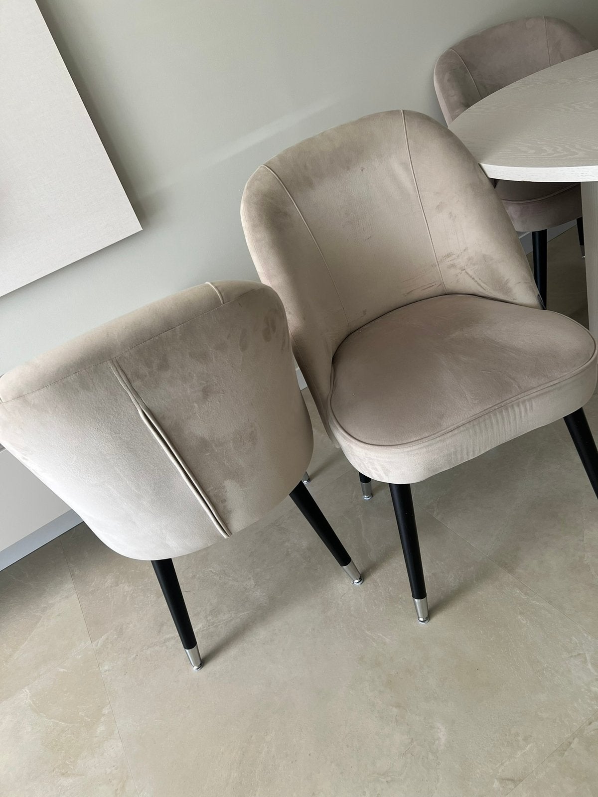 Richmond khaki/beige/taupe eetstoelen, Huis en Inrichting, Stoelen, Zo goed als nieuw, Vijf, Zes of meer stoelen, Grijs, Ophalen
