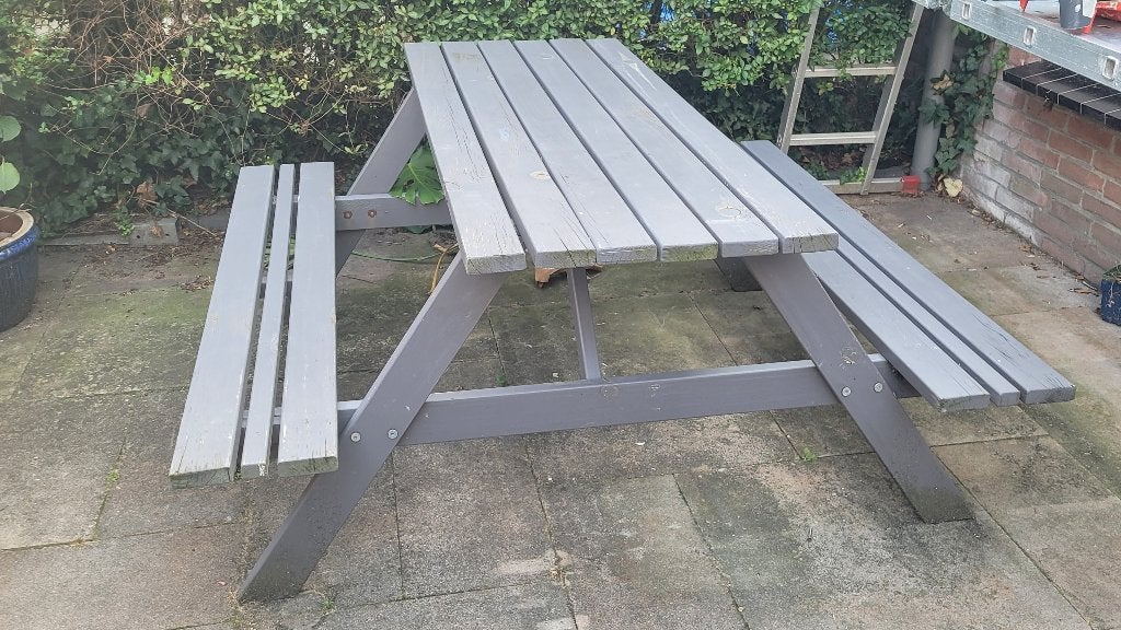 picknicktafel, Ophalen, Gebruikt, Rechthoekig, Hout
