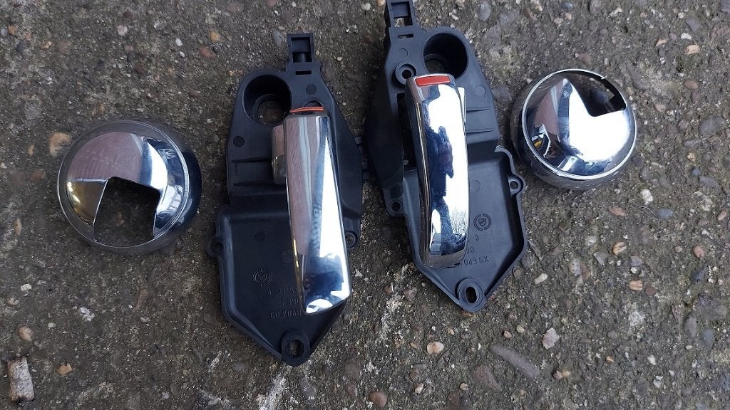 Set binnenste deurhendels met kapjes Fiat 500 uit 2006, Ophalen of Verzenden
