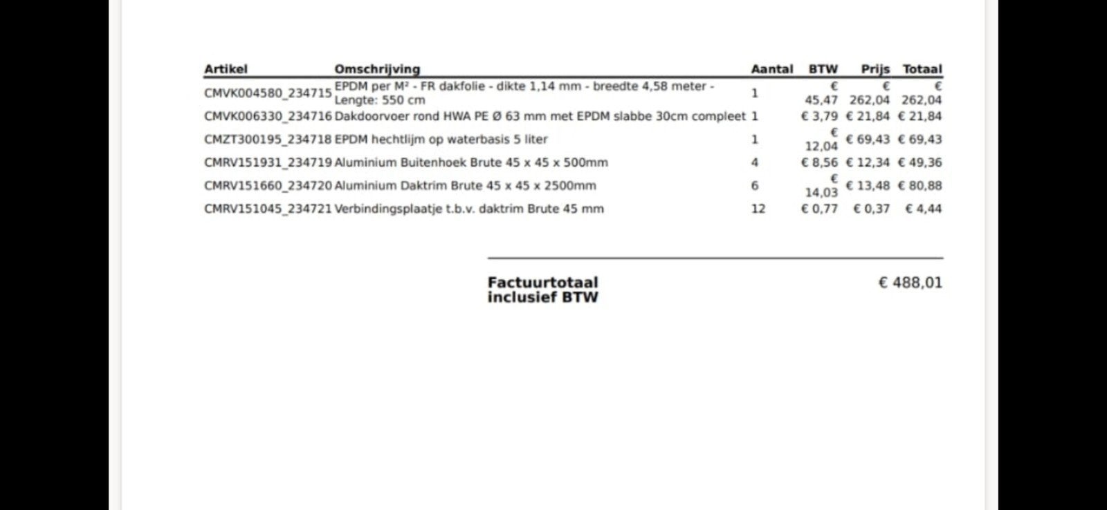 EPDM dakbedekking en toebehoren - Compleet pakket, Ophalen, Kunststof, Gebruikt, Zwart