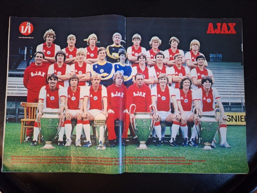 Zeer oude unieke Ajax elftalposter (jaren '70), Verzamelen, Ophalen of Verzenden, Gebruikt, Ajax, Poster, Plaatje of Sticker
