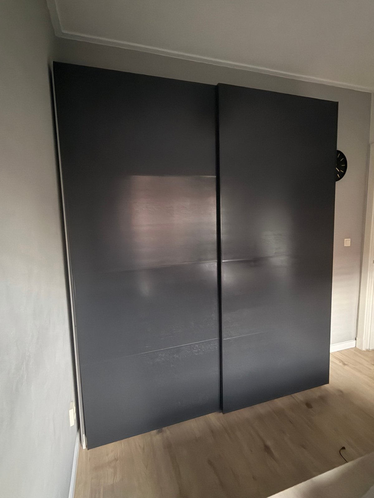 Grote IKEA Pax kast met antraciet schuifdeuren, Ophalen, Overige materialen, Gebruikt, 200 cm of meer