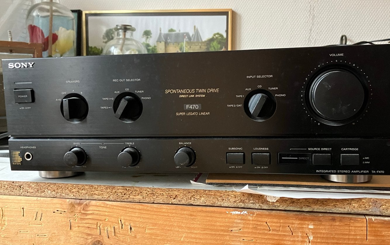 Sony TA-F470 Stereo Versterker - Spontaneous Twin Drive, Ophalen of Verzenden, Gebruikt, Stereo, Sony