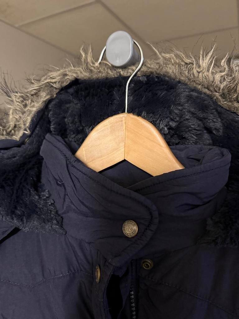 Donkerblauwe Ralp Lauren tussen jas met capuchon, Ophalen of Verzenden, Gedragen, Maat 36 (S), Blauw