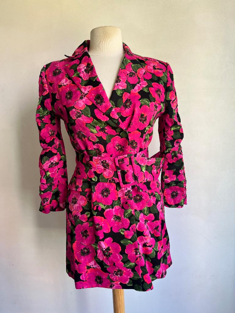 zara blazer roze bloemen, Kleding | Dames, Verzenden, Zara, Zo goed als nieuw, Jasje
