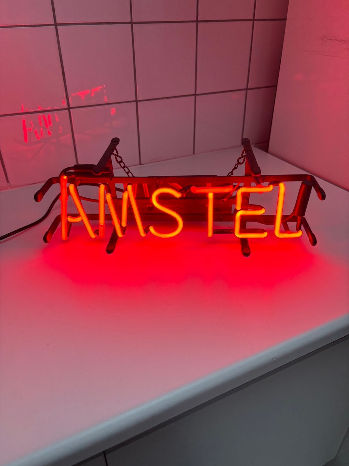 Amstelbier, Ophalen of Verzenden, Zo goed als nieuw, Reclamebord, Plaat of Schild, Overige merken