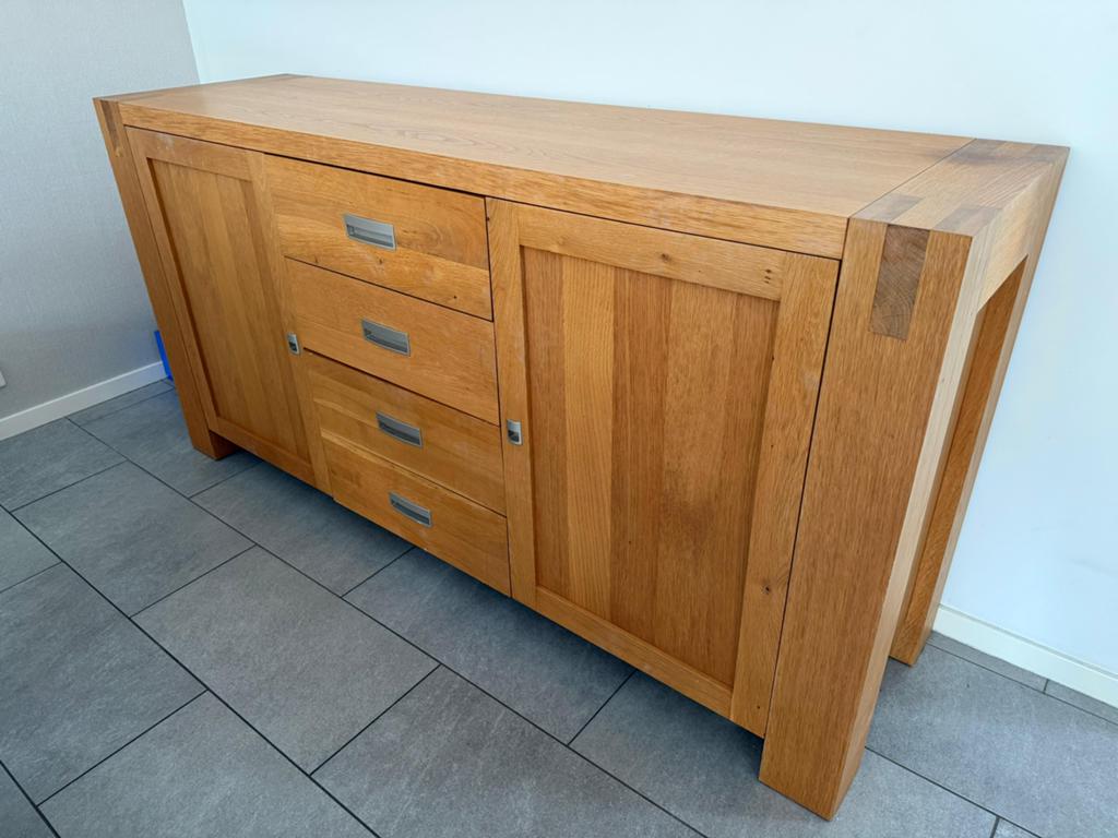 Massief eiken dressoir van de Bommel meubelen, Huis en Inrichting, Ophalen, Gebruikt, 150 tot 200 cm, Eikenhout