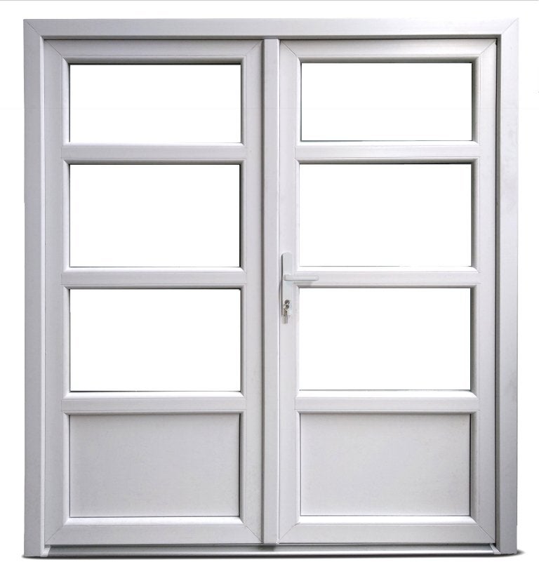 Kunststof Dubbele Deur 3/4 Glas Buiten B150 H204cm Wit, Niet ingevuld, Kunststof, 120 cm of meer, Niet ingevuld