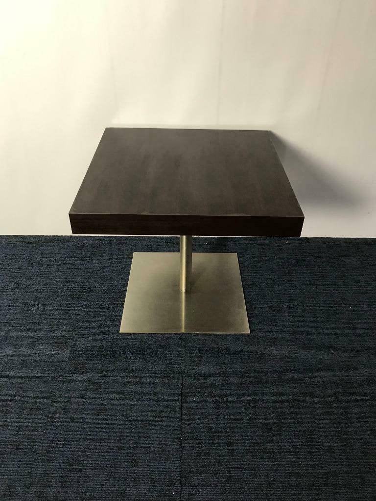 2 x Vergadertafel, antraciet eiken, chrome poot, 80 x 80 cm., Ophalen, Gebruikt