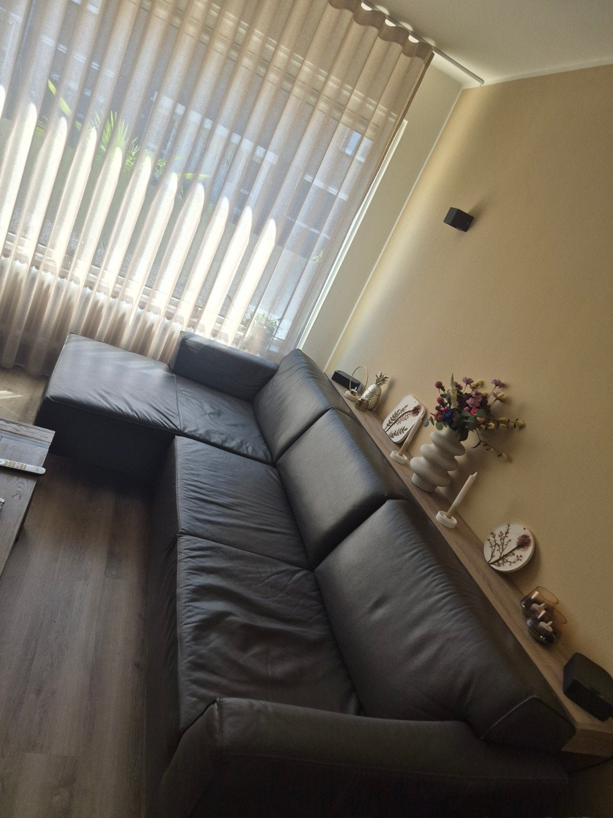 hoekbank leer, Huis en Inrichting, Ophalen, Gebruikt, Leer
